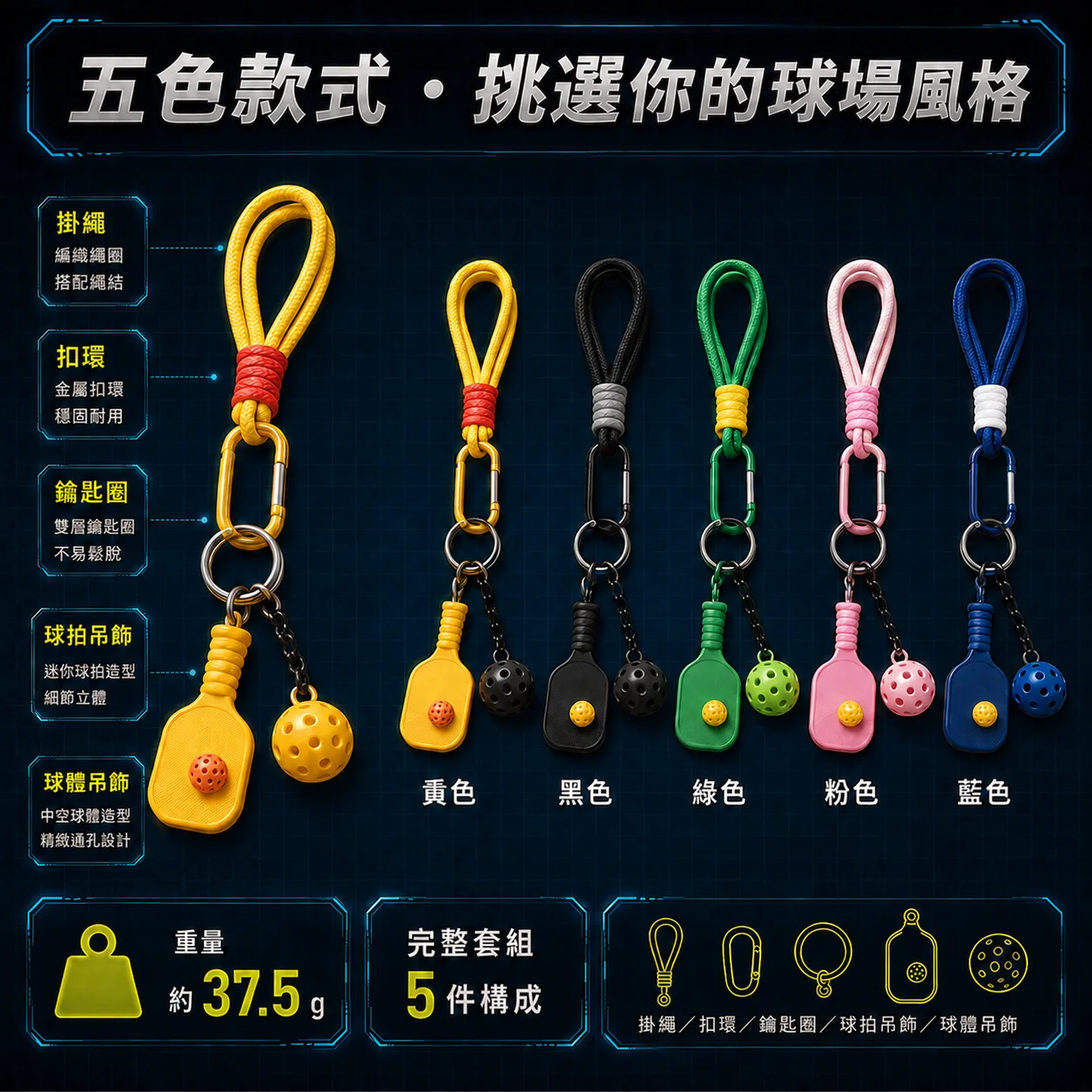 PB-匹克球拍造型掛飾套組 商品介紹圖