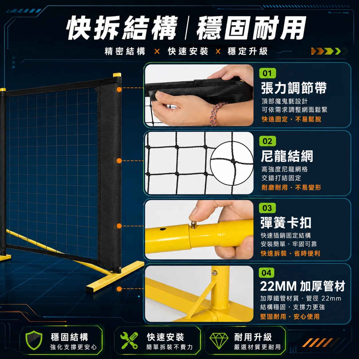 PB-匹克球網架3M 商品介紹圖