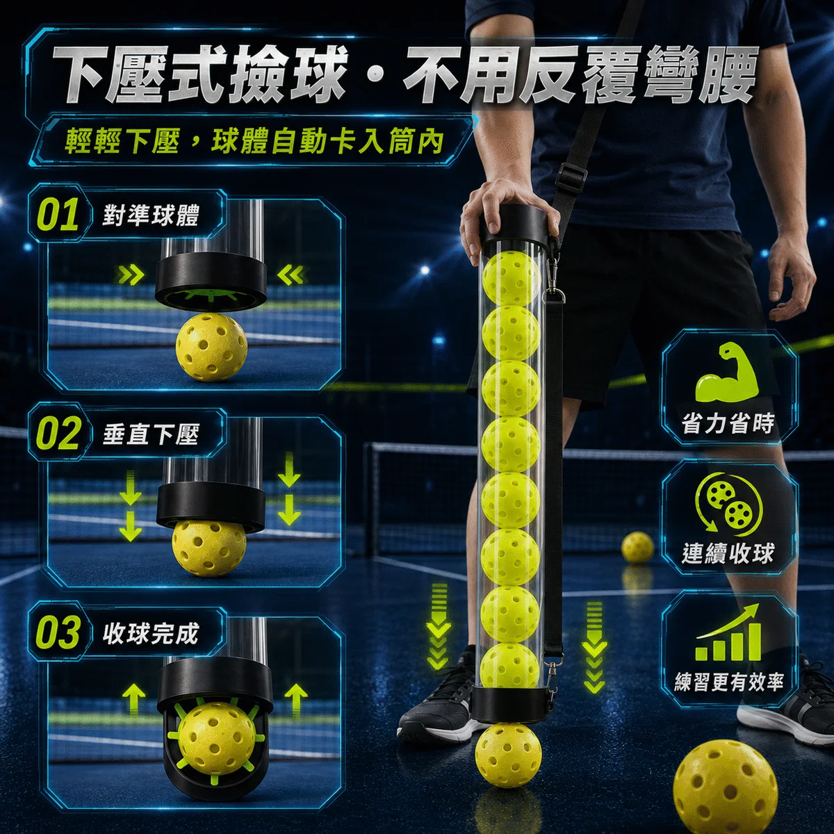 匹克球撿球筒(可裝12顆) 商品介紹圖