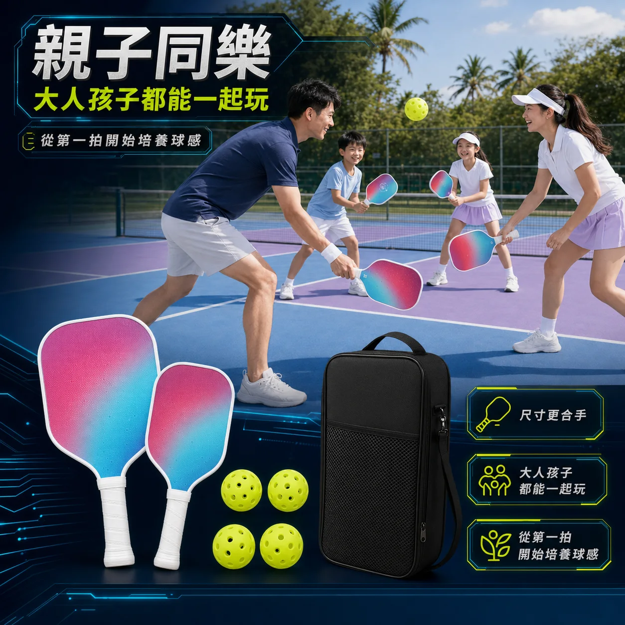 PB-Solar成人球拍7件組 商品介紹圖