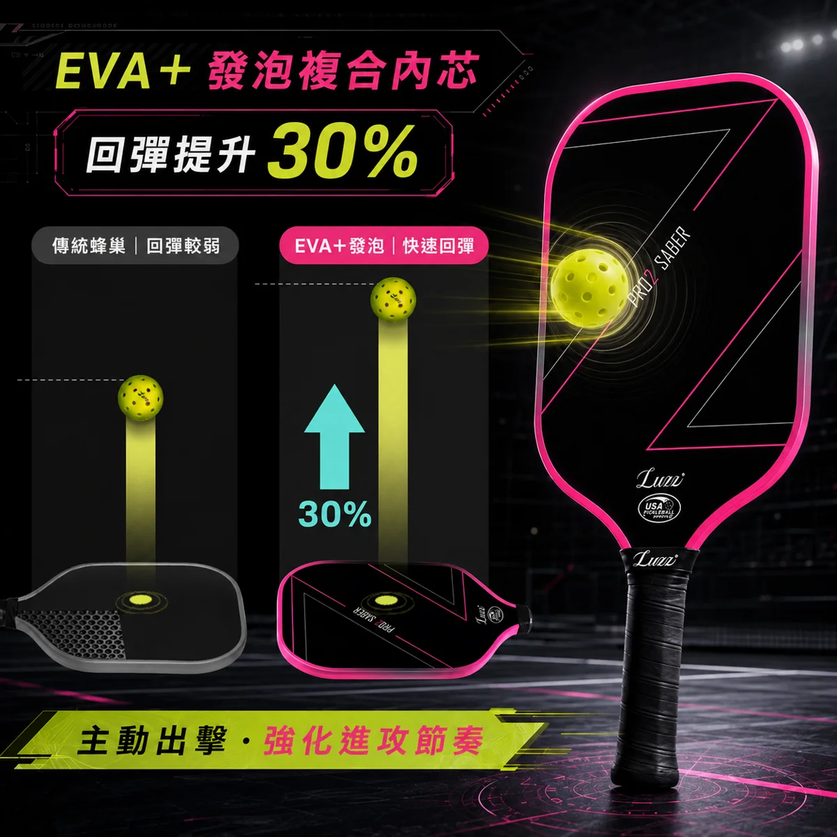 美國Luzz Pro 2nd 職業級匹克球拍/USAPA認證(Archer射手 / Saber軍刀) 商品介紹圖