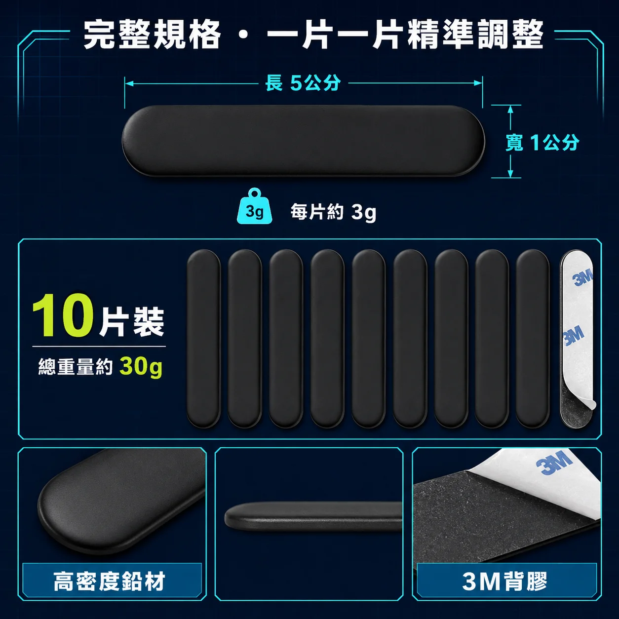 PB-球拍3M配重鉛片 商品介紹圖